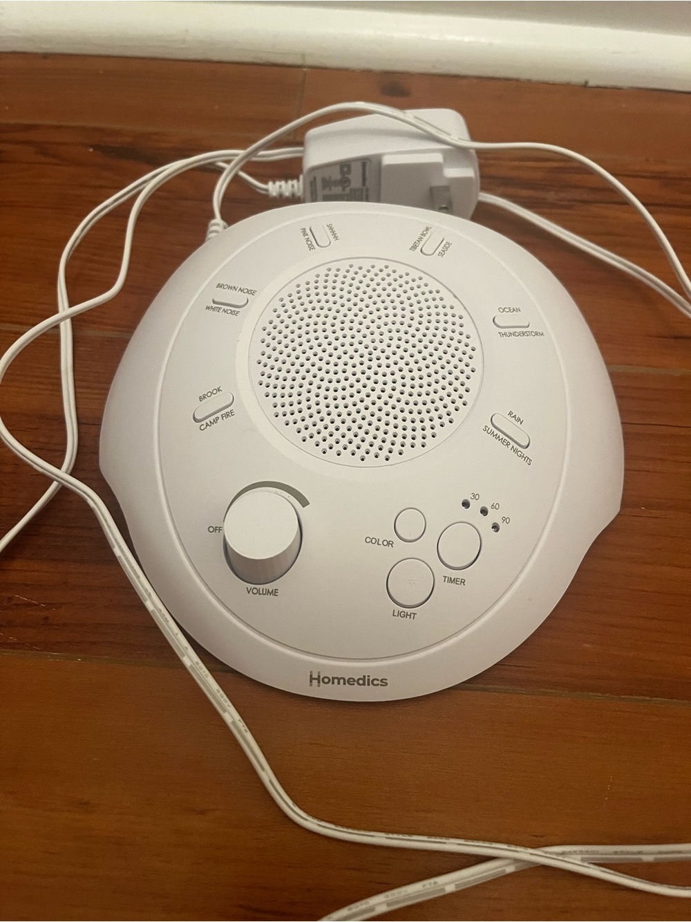 Homedics White Sound Machine Speaker with Light and Timer